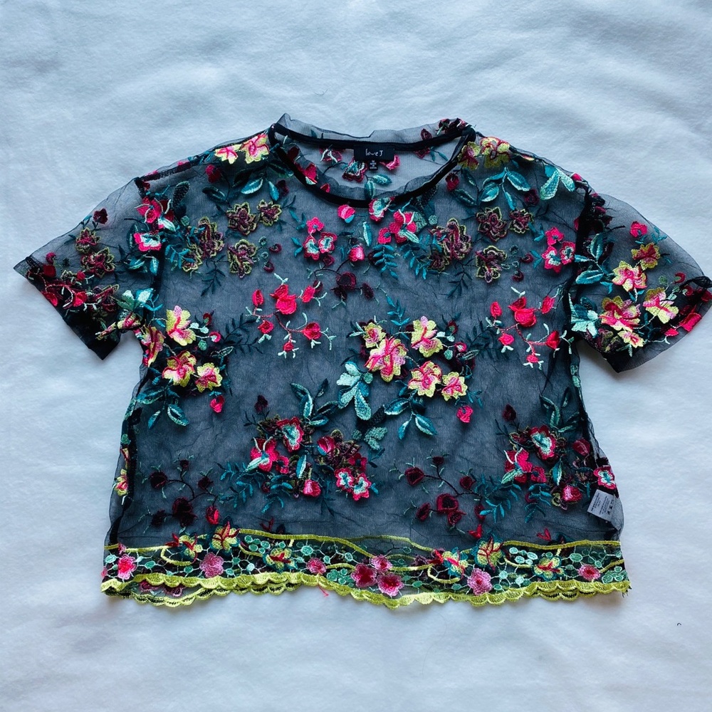 Sheer black floral top